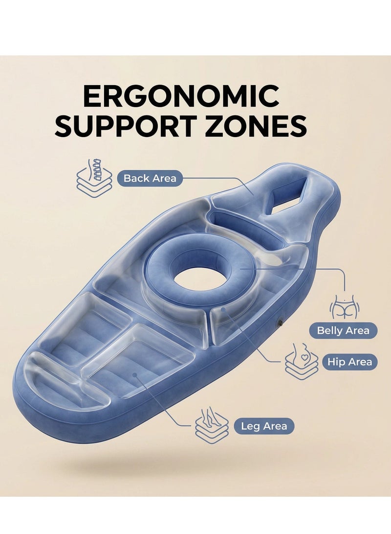 واي آند دي وسادة حمل قابلة للنفخ، مرتبة هوائية للحوامل، وسادة دعم للظهر والساقين والبطن والورك، وسادة نوم محمولة لكامل الجسم، سرير هوائي للحوامل مع فتحة - Image 4